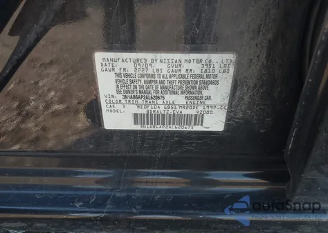 2010 Nissan Sentra 2.0S из США, поврежденный, VIN 3N1AB6AP2AL620675